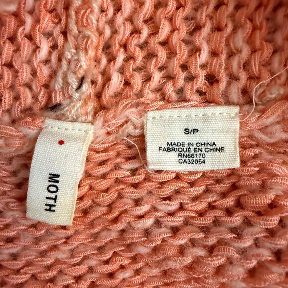 Anthropologie Moth Open Front Wrap Sweater Wool Blend Coral Long Sleeves Size SP - Picture 2 of 10